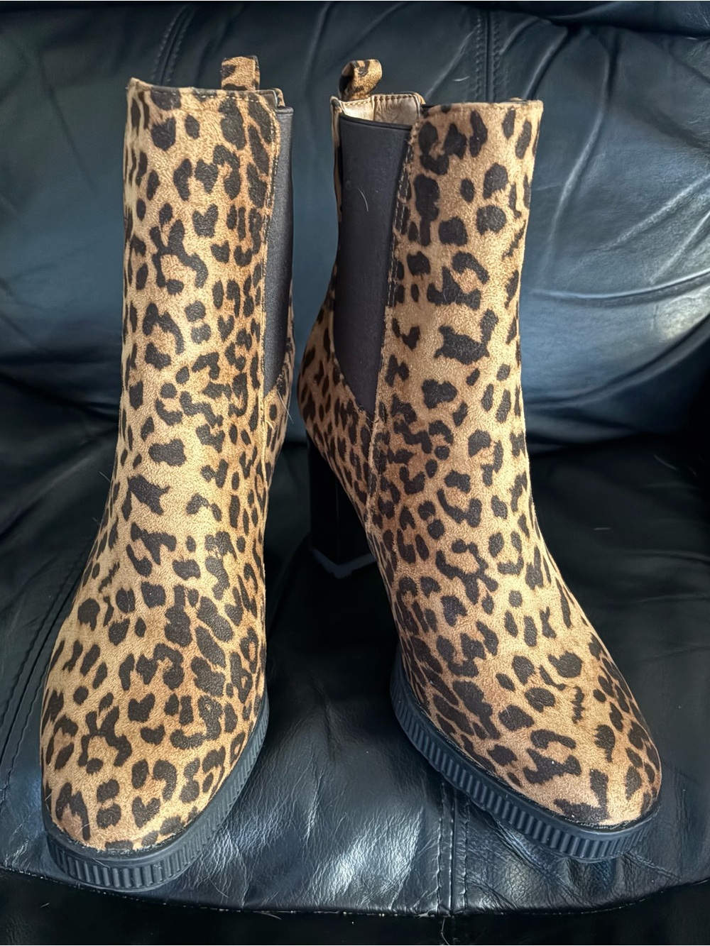Seven7 Leopard Print Chelsea Ankle Boots
